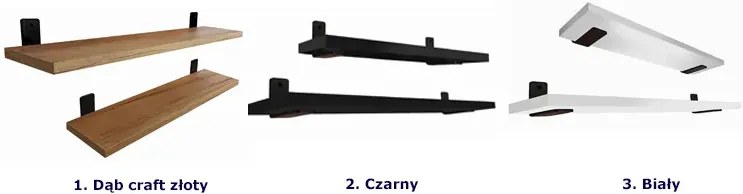Czarne półki ścienne 2 sztuki z metalowymi wspornikami - Castello 5X