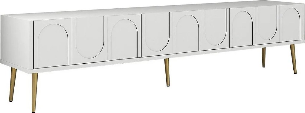 Stojak pod TV – 180 x 43 x 35 cm – Biały i złoty – Płyta wiórowa pokryta melaminą