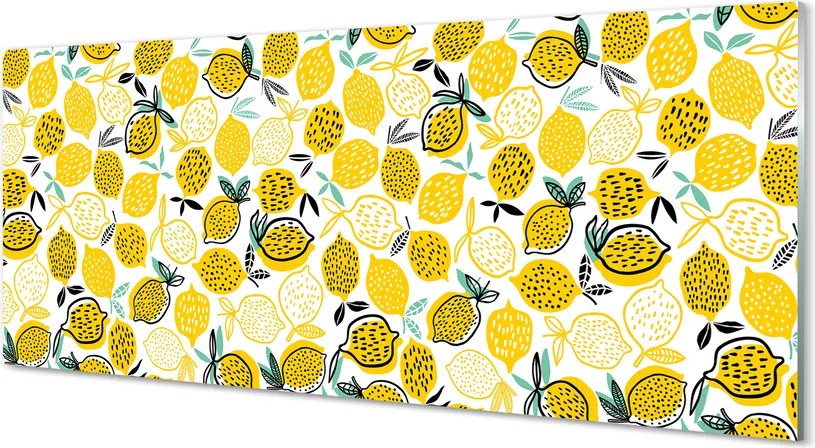 Szkło do Kuchni na Ścianę Świeże Żółte Cytryny