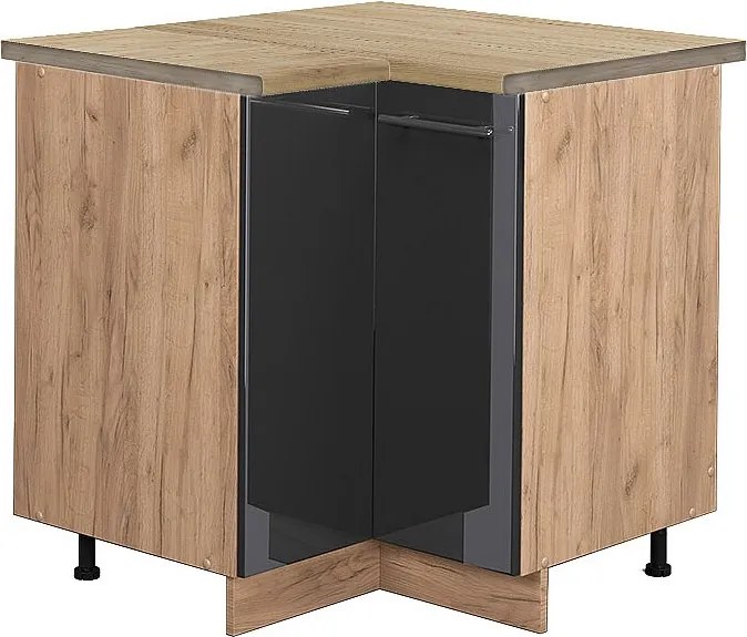 Szafka narożna antracyt wysoki połysk 80.5x60x82 fame-line