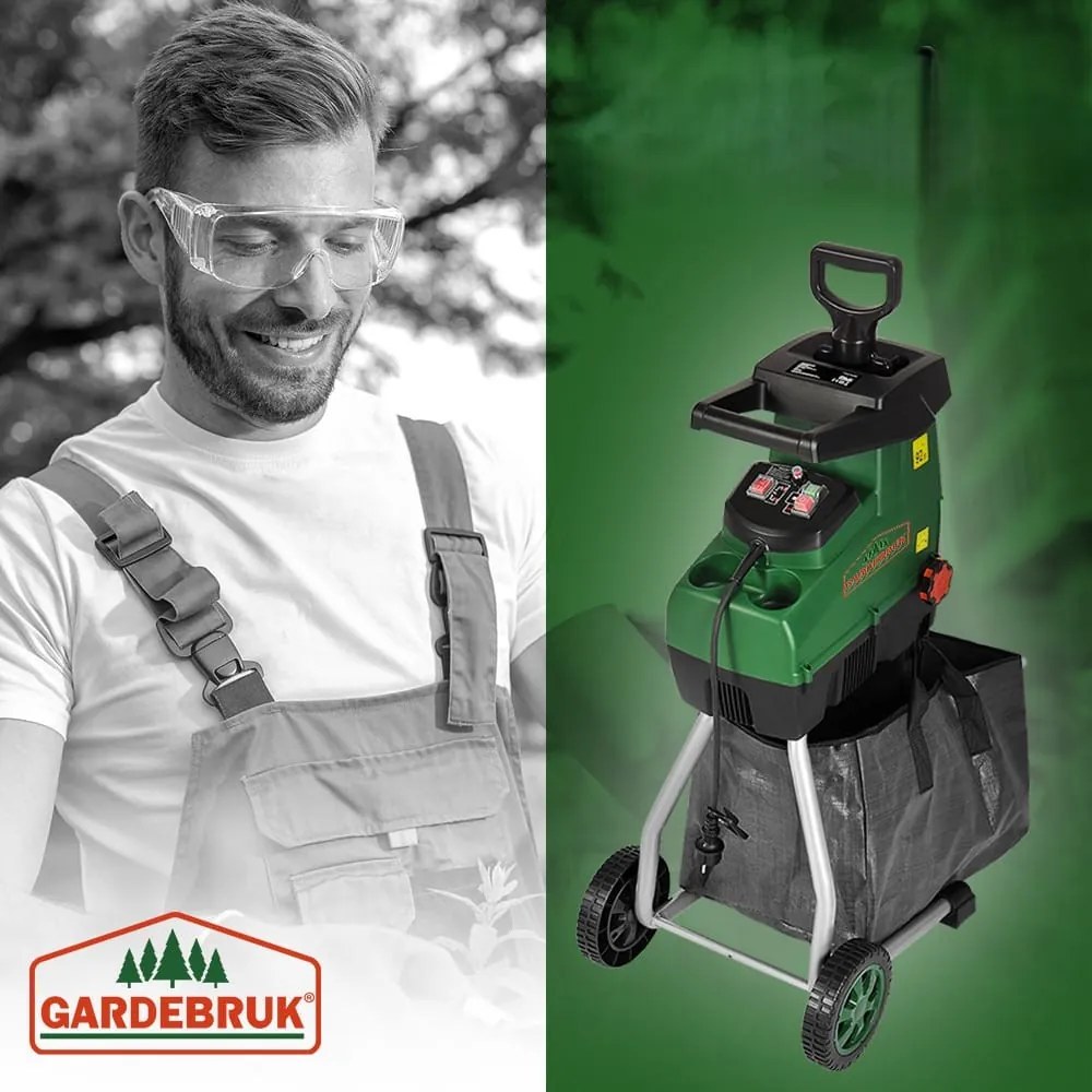 Rozdrabniacz do gałęzi DIOX+2x worek 60l, 3100W czarny/zielony Gardebruk