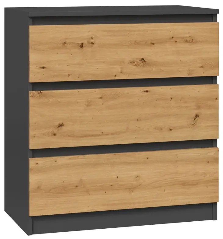 Niska Komoda Loft Z Szufladami Antracyt + Dąb Artisan G1-G65