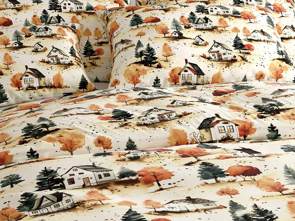 PrzytulneMieszkanie.pl PrzytulneMieszkanie.pl Bawełniana pościel AUTUMN VILLAGE kolorowa Rozmiar pościeli: 70 x 90 cm | 140 x 200 cm