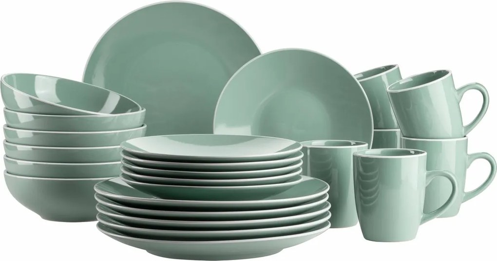 Mäser Zestaw naczyń stołowych 24 szt. ELISSA – zielony połysk