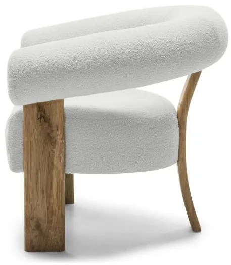 Biały designerski fotel KOKEI, dąb
