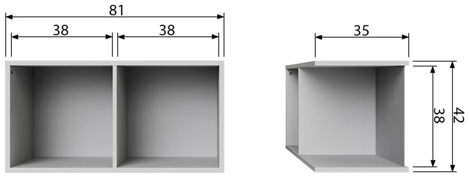 Szary regał modułowy z litego drewna sosnowego 81x41 cm Vt – vtwonen