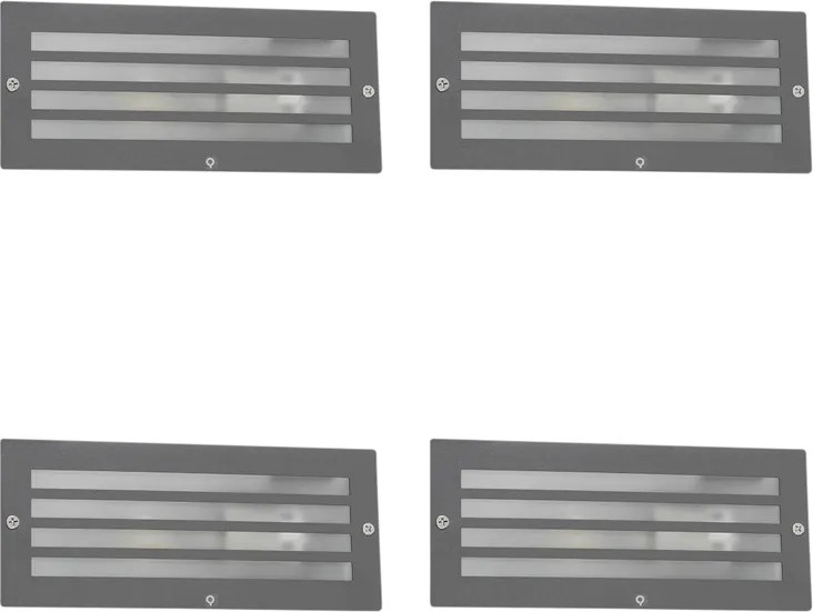 Zestaw 4 nowoczesnych lamp wpuszczanych w kolorze ciemnoszarym IP44 - Hurricane