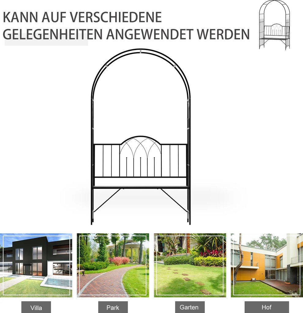 Outsunny ławka z łukiem różanym, altana, ławka różana, krata, ławka filozoficzna