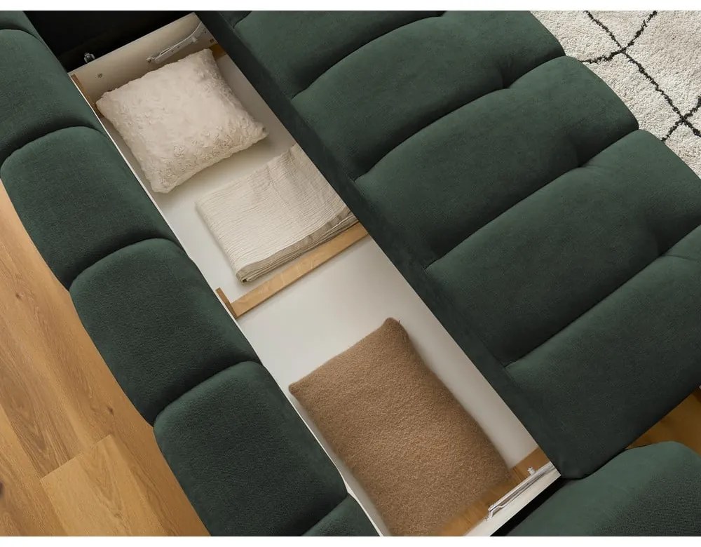 Zielona rozkładana/ze schowkiem sofa 251 cm Fuji – Bobochic Paris