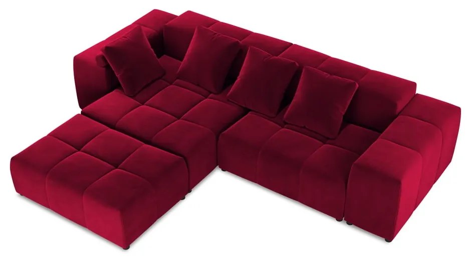 Czerwony aksamitny narożnik (róg zmienny) Rome Velvet – Cosmopolitan Design