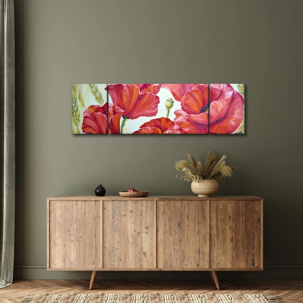 Obraz - Kwiaty maku (170x50 cm)