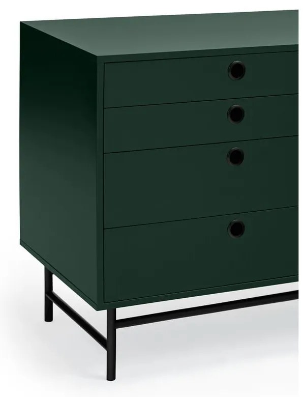 Czarno-zielona komoda Teulat Punto, szer. 212 cm