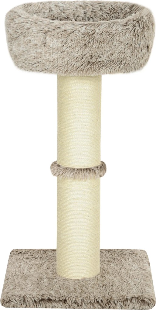 PawHut Drapak dla kota, 87 cm, wieża dla kota z grubym słupem do drapania, pluszowe legowisko, do użytku wewnętrznego, wytrzymałość do 6 kg, Brązowy