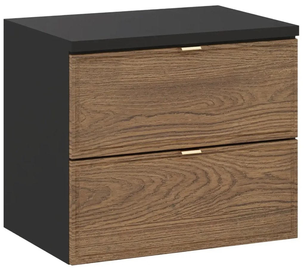 Szafka pod umywalkę nablatową TALIA CASELLA 2S 60cm dąb casella/czarny mat z blatem COMAD