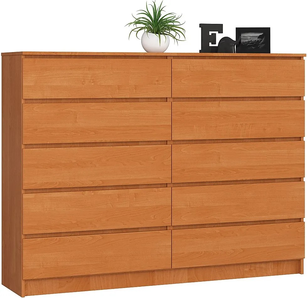 Komoda AKORD K160 Olcha 160 cm 10 szuflad kolor Olcha mat 160x40x121 cm