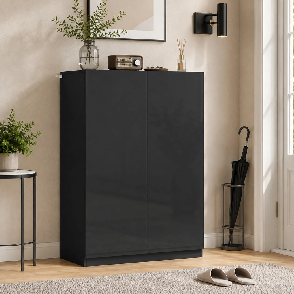 HOMCOM 5-poziomowa szafka na buty na 20 par, regulowane półki, do przedpokoju, korytarza, czarny | Aosom PL