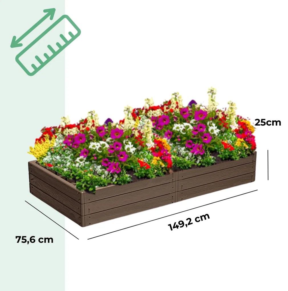 Podwyższona grządka WOODY 149x75,6x25cm, brązowa Prosperplast