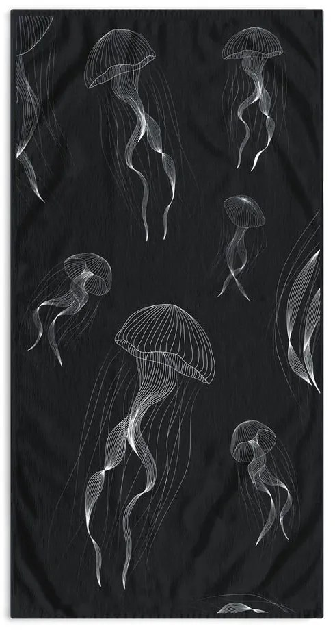 Czarno-biały ręcznik plażowy 90x180 cm Jellyfish – DecoKing