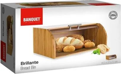 Pojemnik na pieczywo Banquet BRILLANTE z bambusa,40,5 x 27 x 17 cm, z plastikową pokrywką