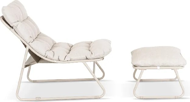 Fotel Ogrodowy KALISTA z Podnóżkiem Beżowy Nowoczesny