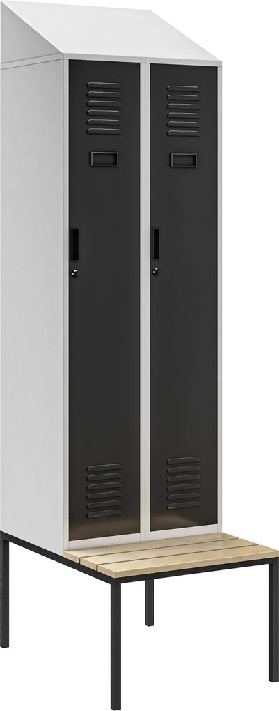 Szatnia z ławeczką i daszkiem Kacper II PRO 60x85x229,5 cm szary/antracyt