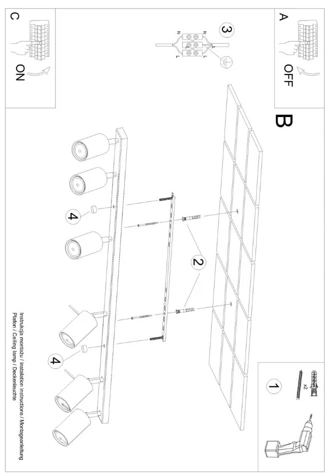 Ceglasta lampa sufitowa 6x117 cm Etna – Nice Lamps