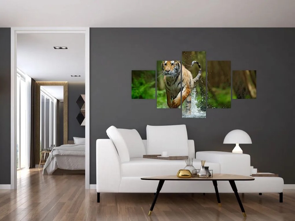 Obraz biegnącego tygrysa (125x70 cm)