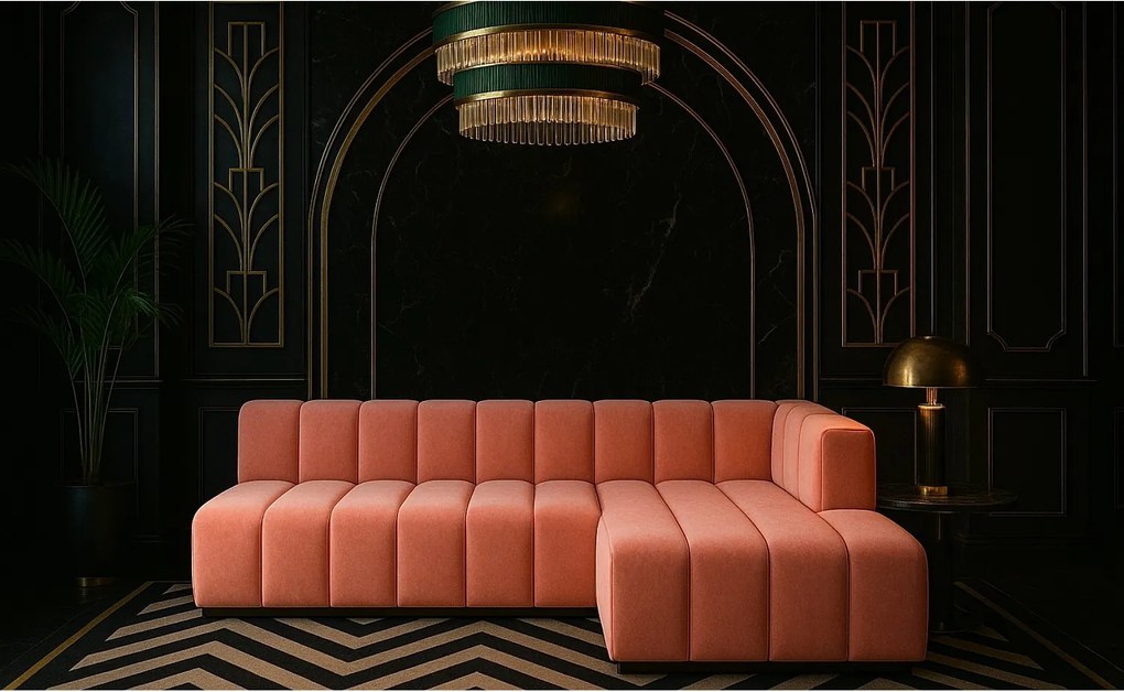 Narożnik w kształcie L GRAND 295 cm, tkanina Salvador, Różowy, Prawy