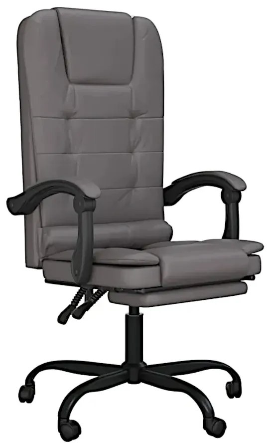 Szary masujący fotel biurowy z podnóżkiem M2-A58