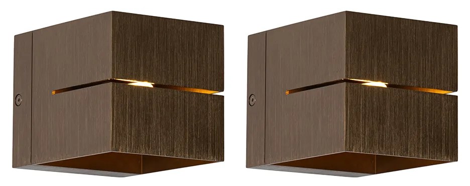 Zestaw 2 inteligentnych lamp ściennych ciemny brąz 9,7 cm w tym WiFi G9 - Transfer Groove