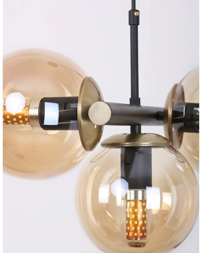 Żółto-czarna lampa wisząca ze szklanym kloszem ø 15 cm Cascade – Squid Lighting