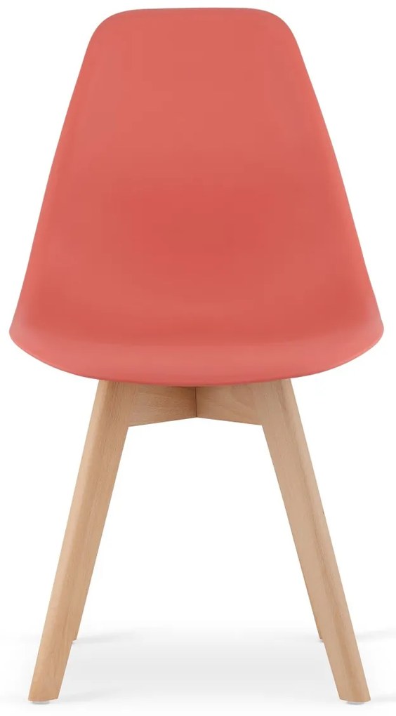 Koralowe krzesło KITO z bukowymi nogami