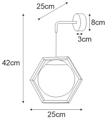 Geometryczny kinkiet ze szklanym kloszem - S773-Hona