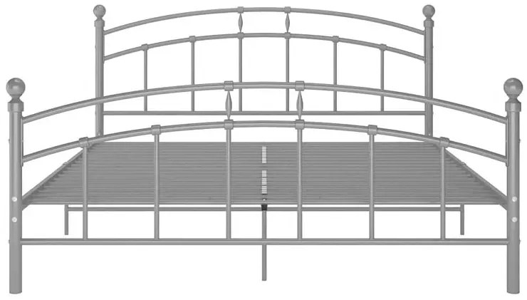 Popielate metalowe łóżko małżeńskie 160x200 cm - Enelox