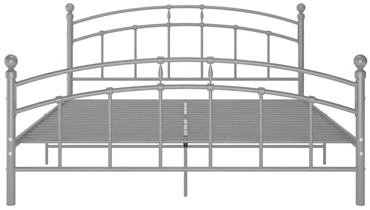 Popielate metalowe łóżko małżeńskie 160x200 cm - Serafi