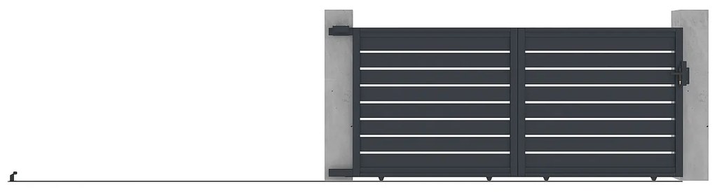 Brama elektryczna przesuwna ażurowa z antracytowego aluminium szer. 374 x wys. 165 cm - PRIMO