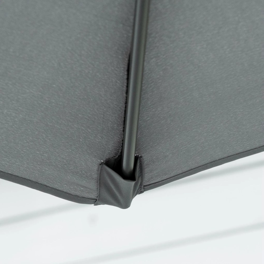 Outsunny Wiszący parasol Ø293 cm z bocznym uchwytem, krzyżową podstawą, wiatroodporny, wodoodporny, ciemnoszary | Aosom PL