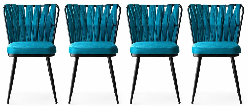 Zestaw krzeseł do jadalni Kusakli Blue and Black, 4 szt., 4 szt.