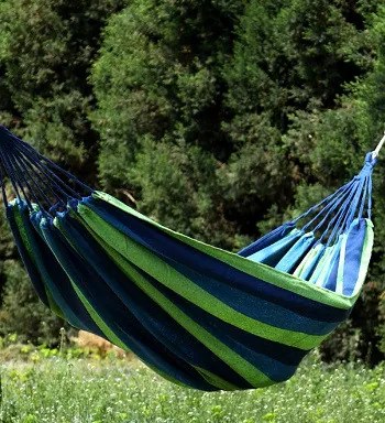 Hamak z metalowym stelażem ogrodowy dwuosobowy niebieski stelaż do hamaka POLSKI