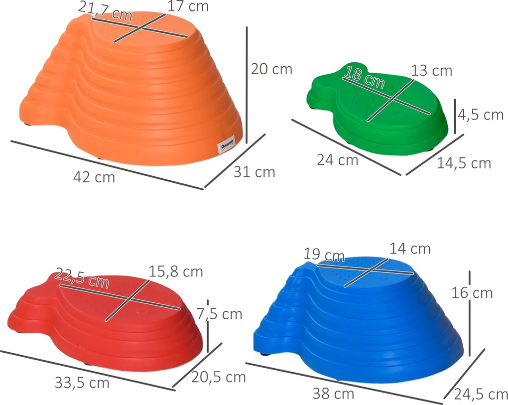 Outsunny Kamienie do balansowania Składane antypoślizgowe do zabawy wewnątrz i na zewnątrz Nośność 100kg | Aosom PL