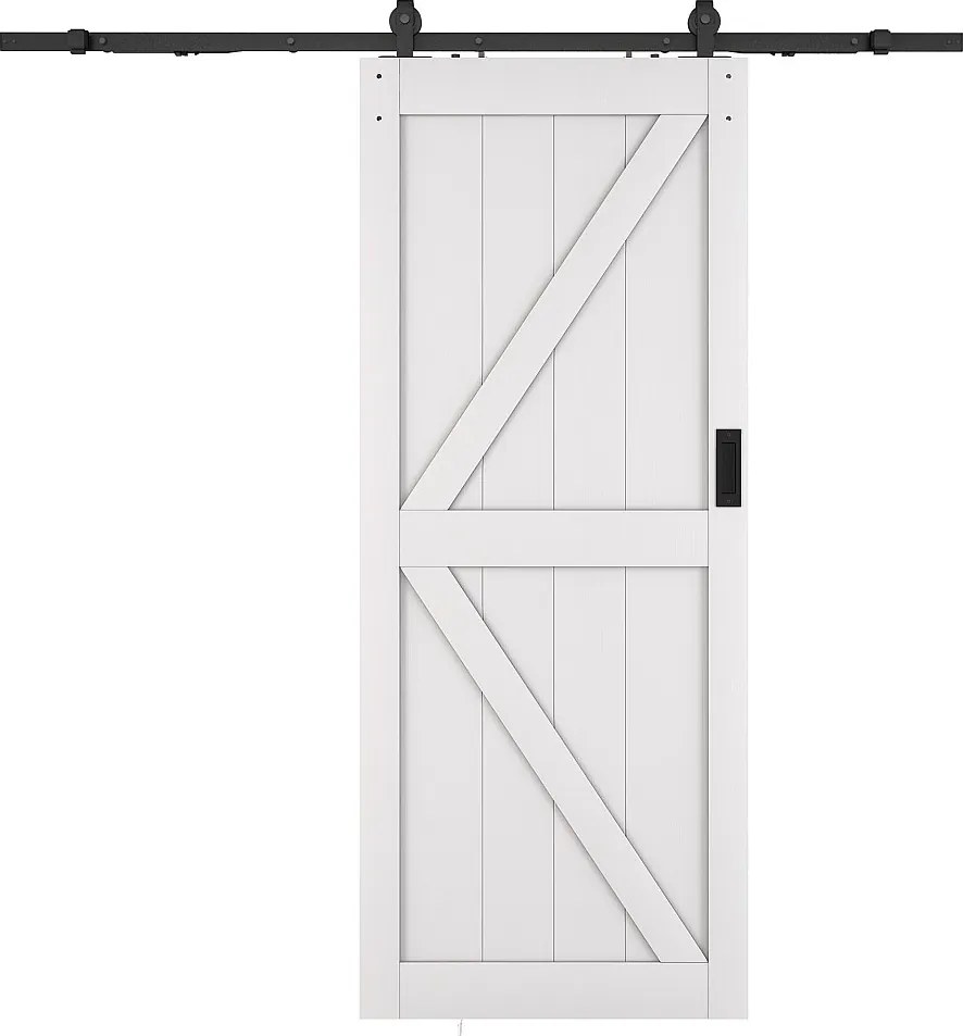 Drzwi przesuwne naścienne - Drewno i MDF - biały - wys. 205 x szer. 83 cm - NEFARA