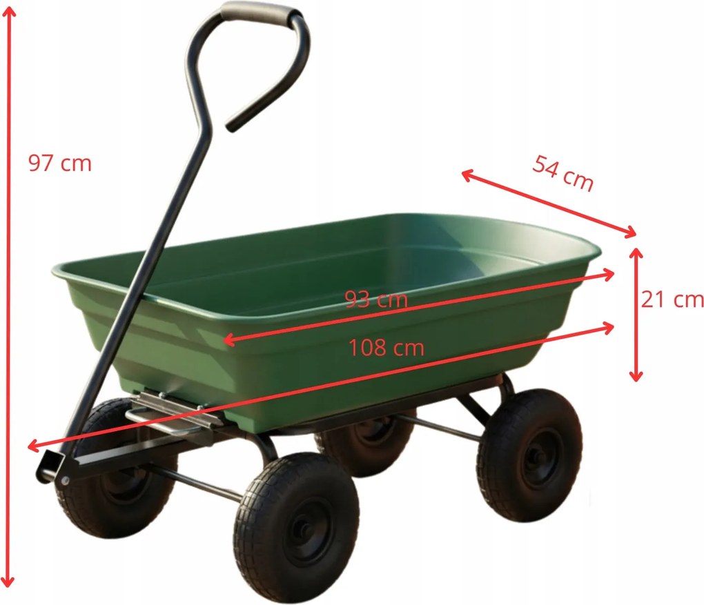 Wózek ogrodowy, transportowy DT-001, 75L, 300 kg - wywrotka 3w1