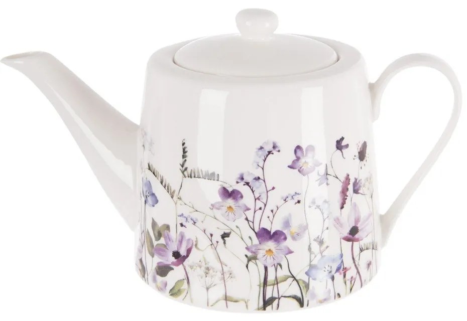 Biało-fioletowy porcelanowy dzbanek do herbaty 1 l Louka – Orion