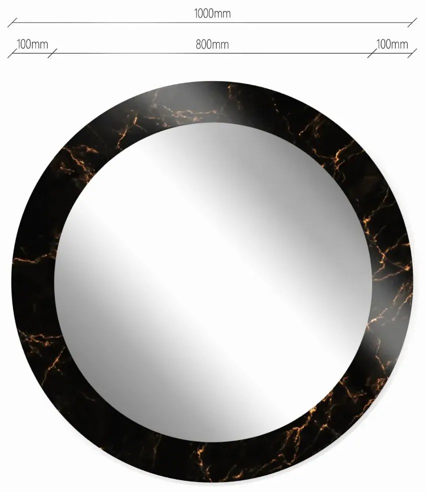 Lustro okrągłe MORENA BLACK MARBLE 100cm czarne BALTICA DESIGN