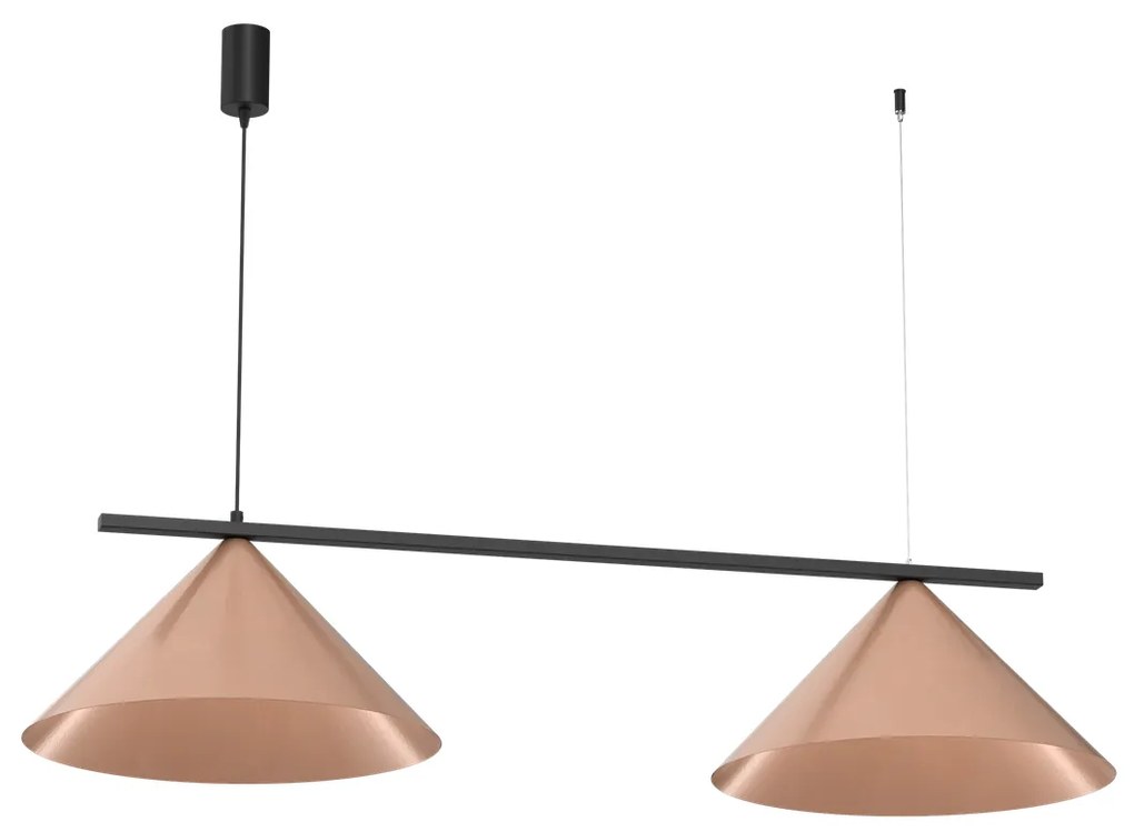 Lampa wisząca CAPITAL CZARNY-MIEDZIANY 2XGX53, podwójna, dwa klosze
