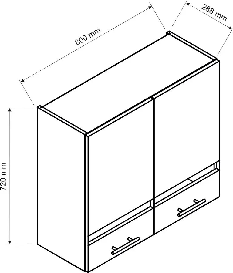 Górna szafka kuchenna z przeszklonym paskiem szara - Dantis 33X 80 cm
