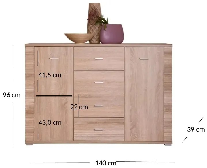 Komoda z szafkami i szufladami - Molden 5X