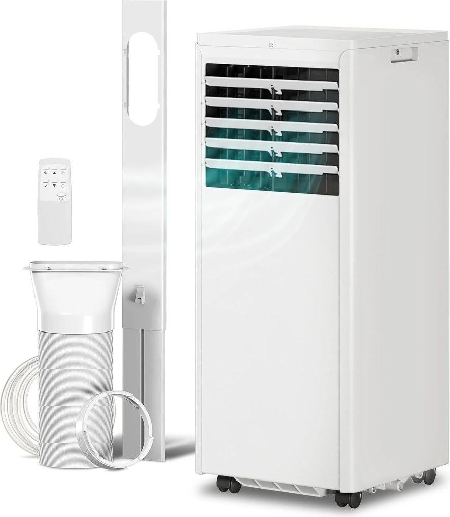 HOMCOM Przenośny klimatyzator 7000 BTU, 4-w-1 z funkcją chłodzenia, osuszania, wentylacji i trybem nocnym | Aosom PL