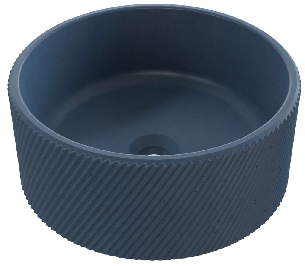 Umywalka betonowa nablatowa okrągła bez otworu na baterię 37 cm VIJA | różne kolory : Kolor - Niebieski denim