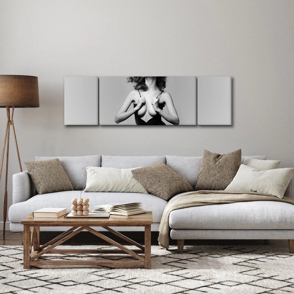 Obraz kobiety w czarnej sukience (170x50 cm)
